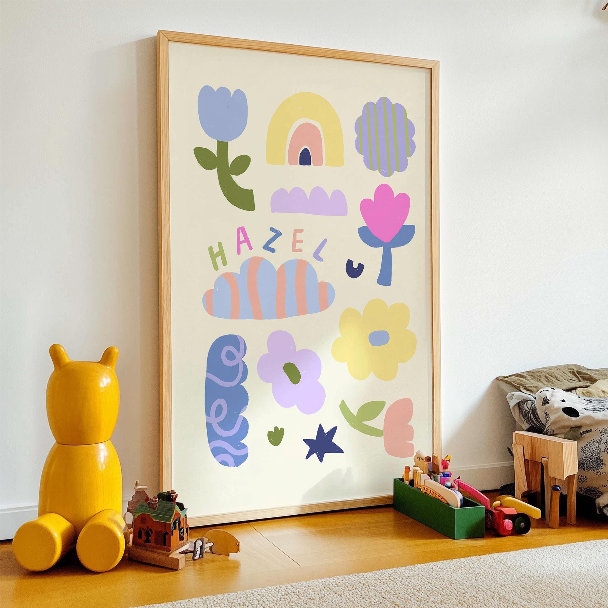 Personalised Name Flowers Yellow Print
