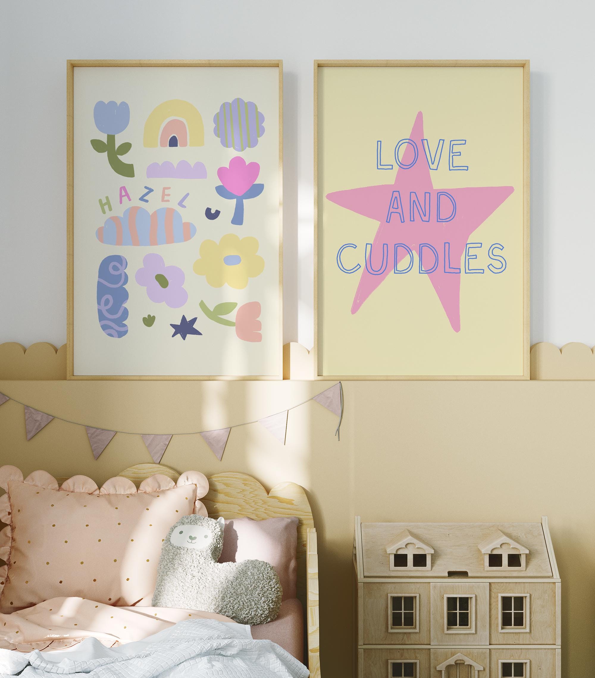 Personalised Name Flowers Yellow Print