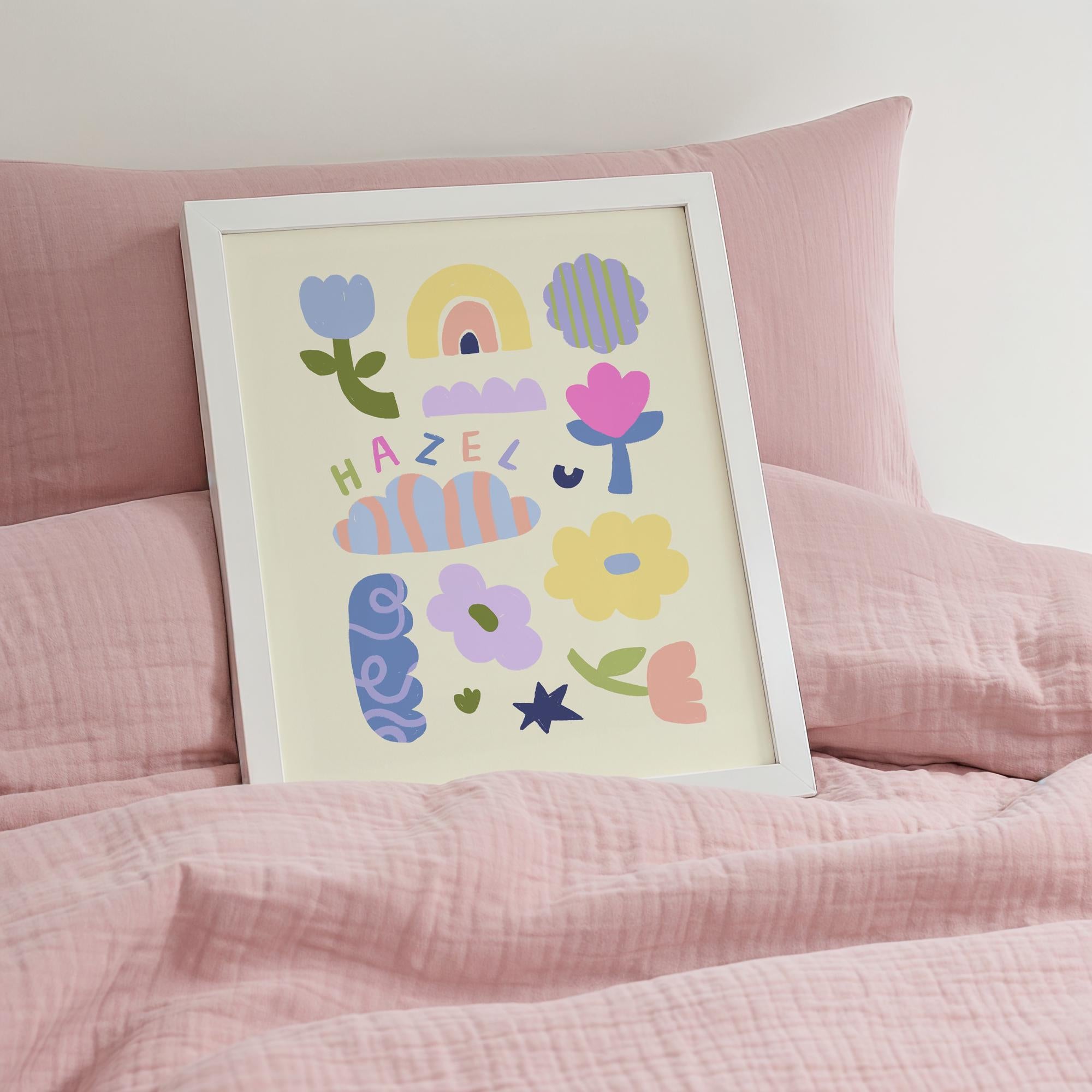 Personalised Name Flowers Yellow Print