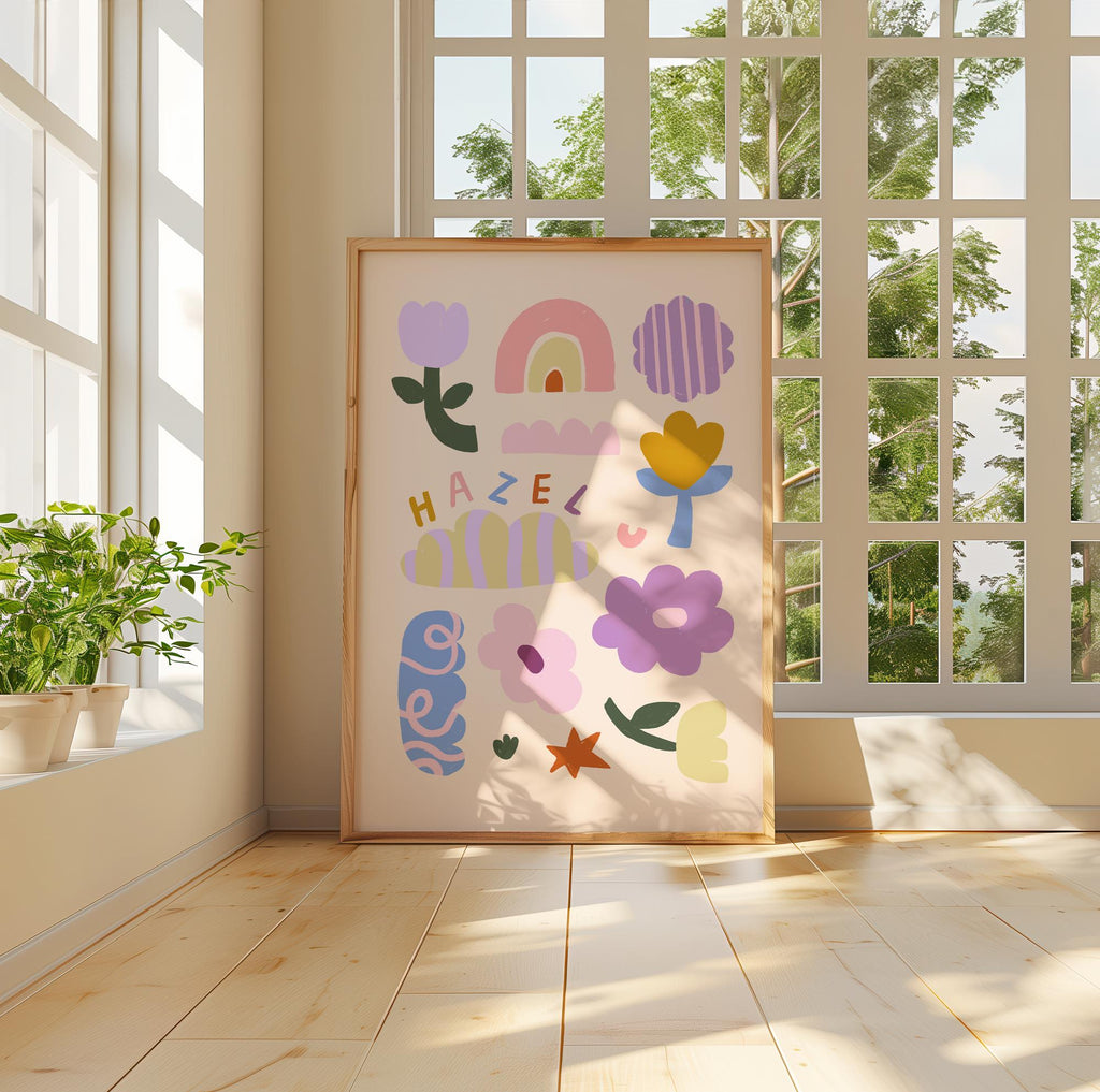 Personalised Name Flowers Print