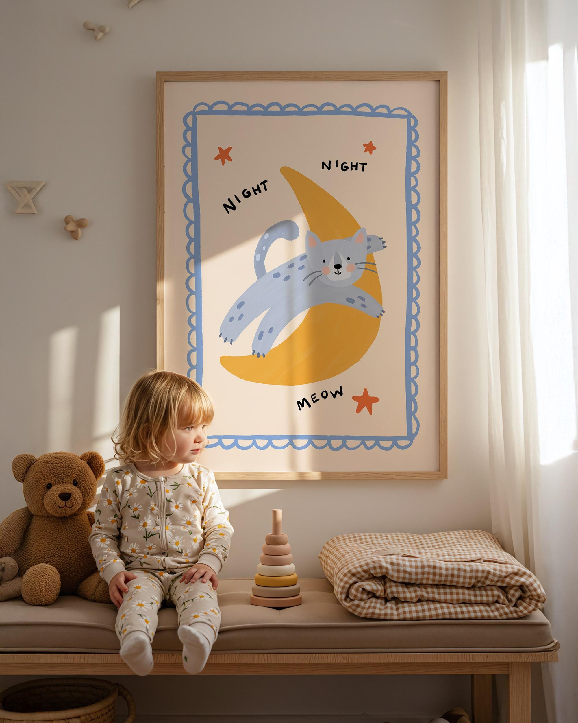 Night Night Cat Print
