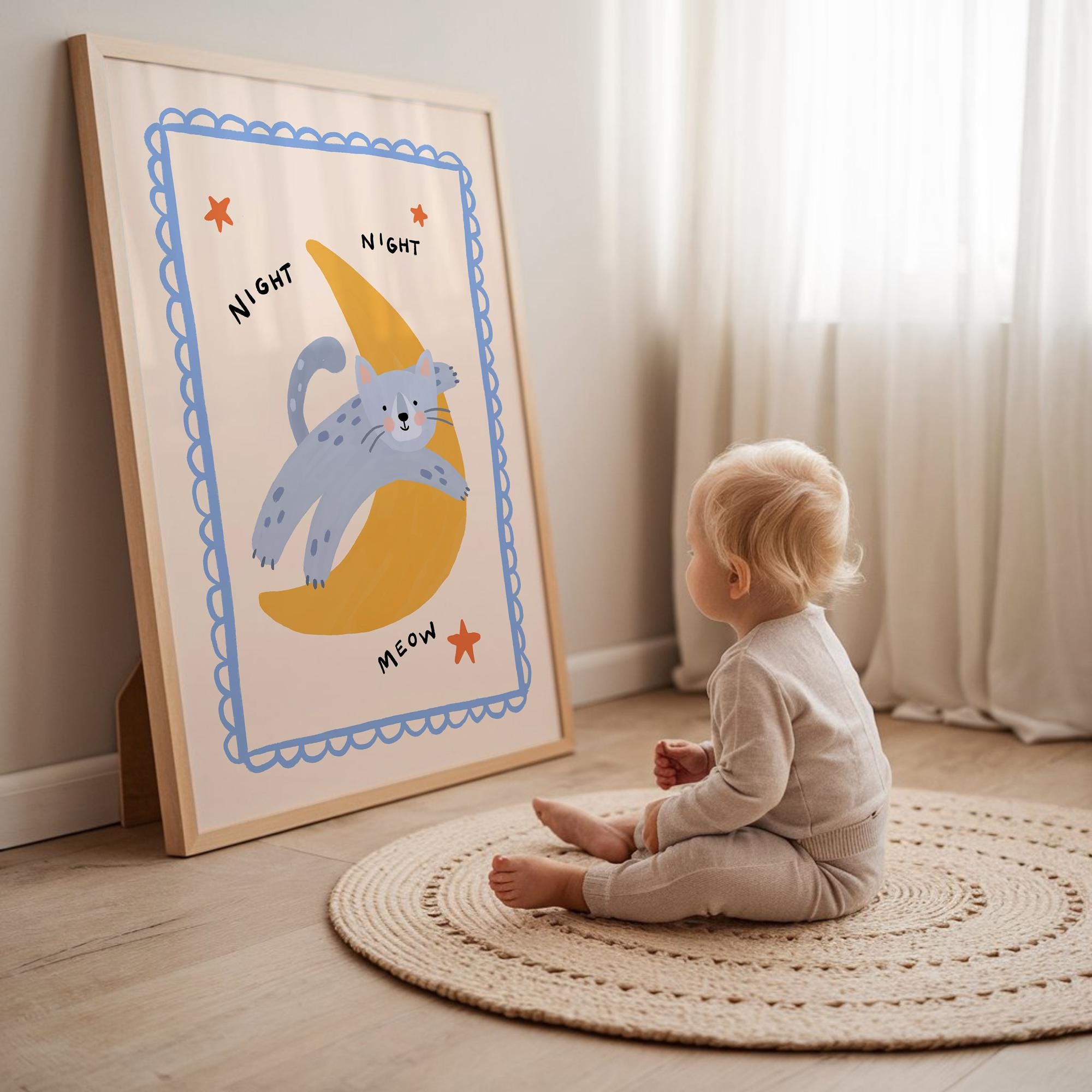 Night Night Cat Print