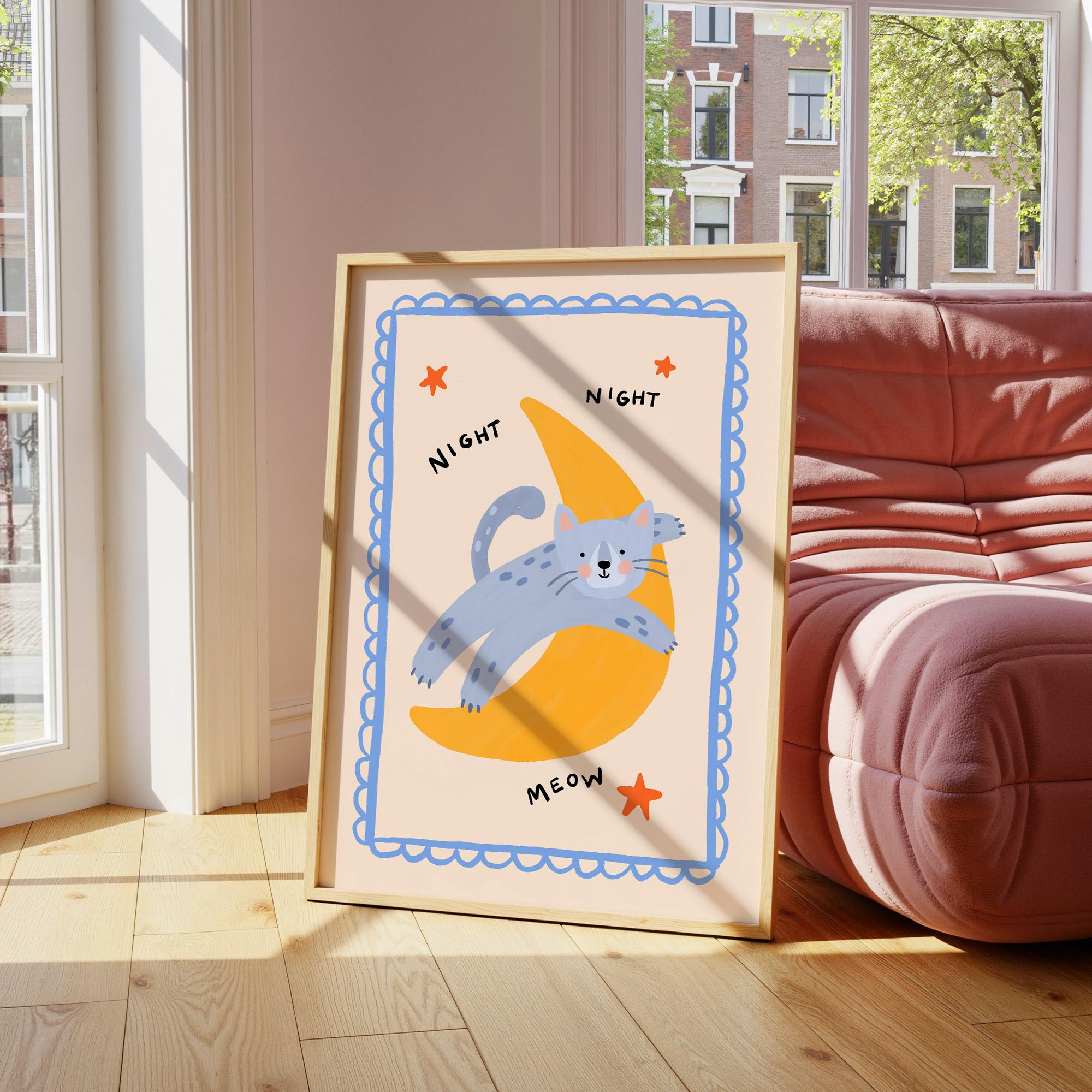 Night Night Cat Print