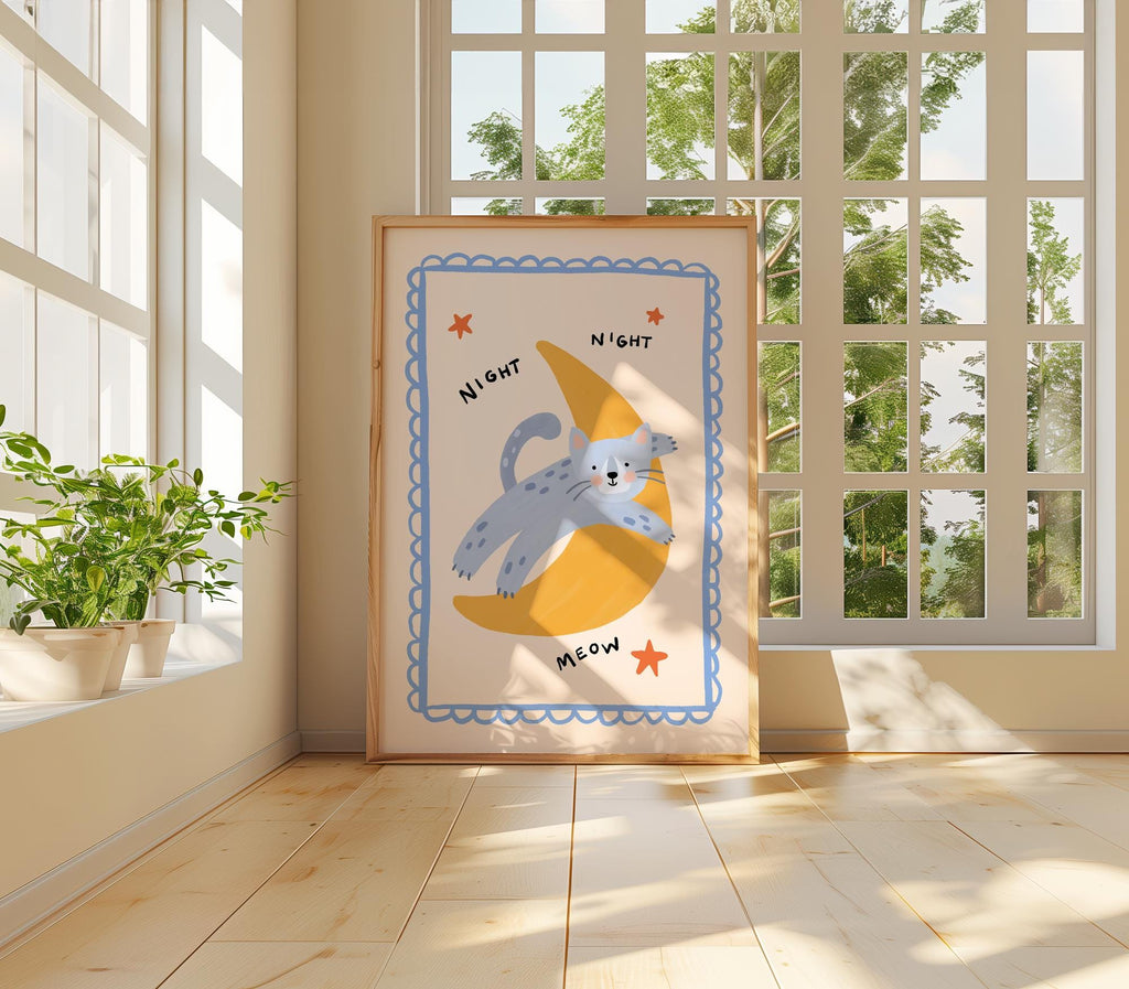Night Night Cat Print