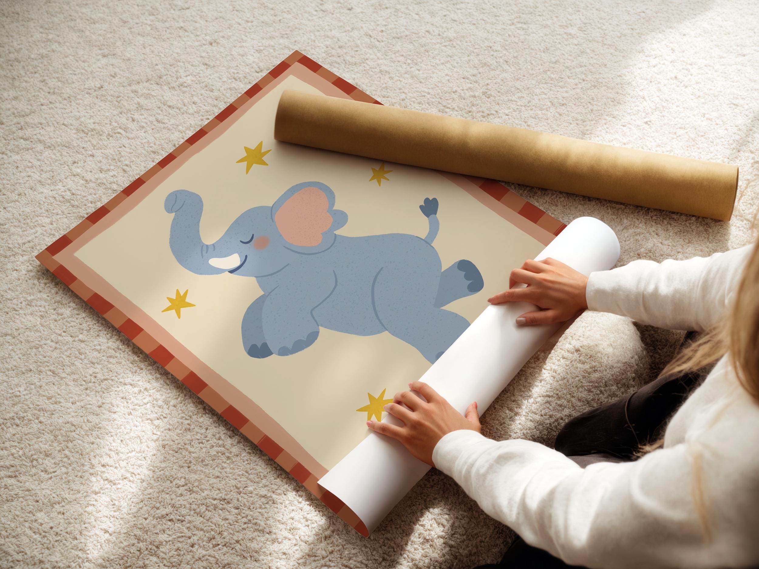 Playful Elephant Kids Print