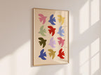 Flying Birds Print - Beige & Blue
