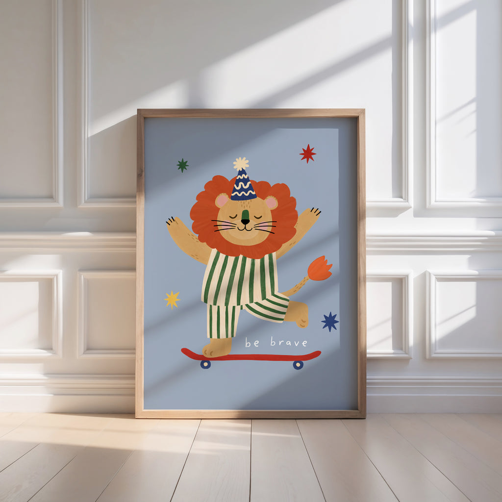Be Brave Lion Print - Blue
