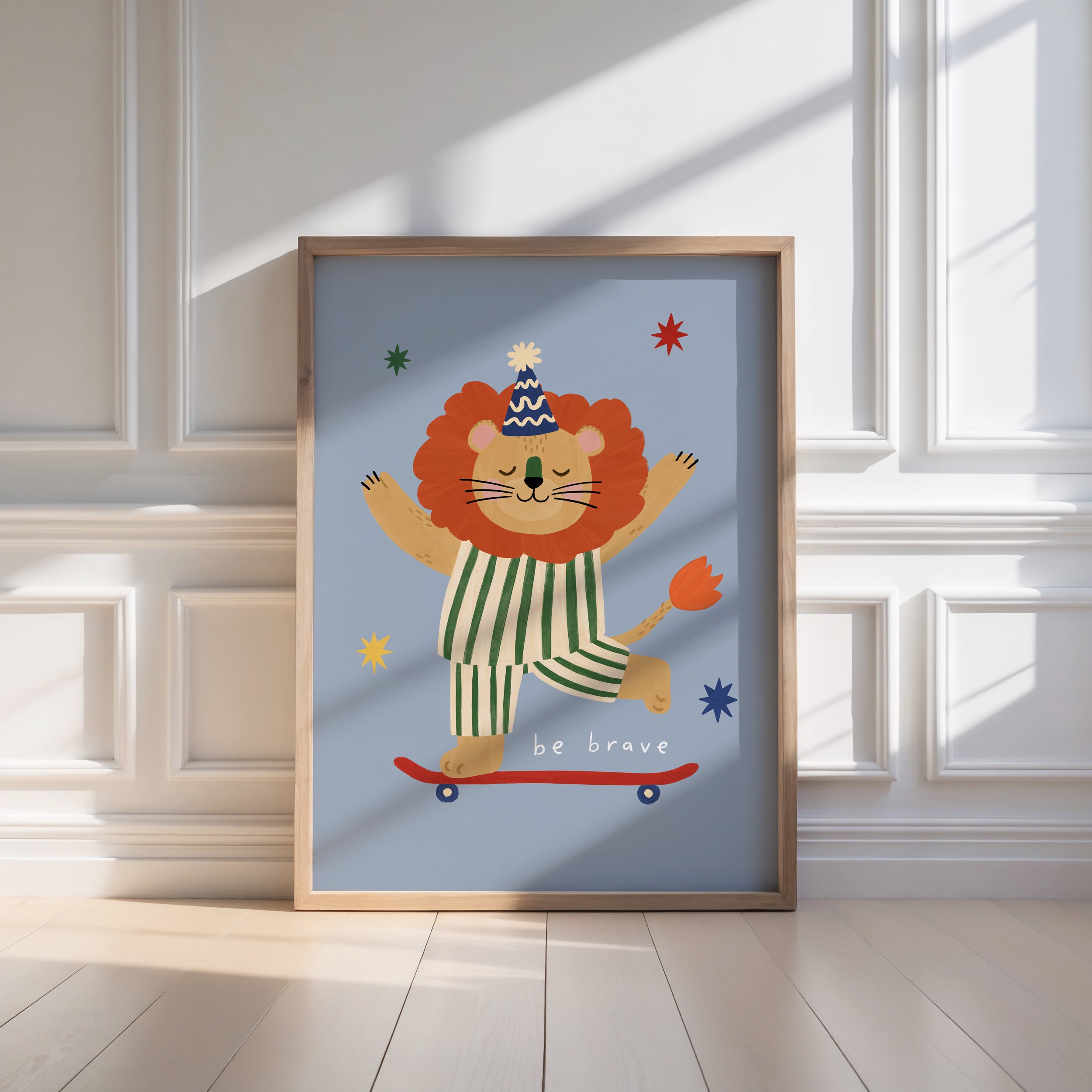 Be Brave Lion Print - Blue