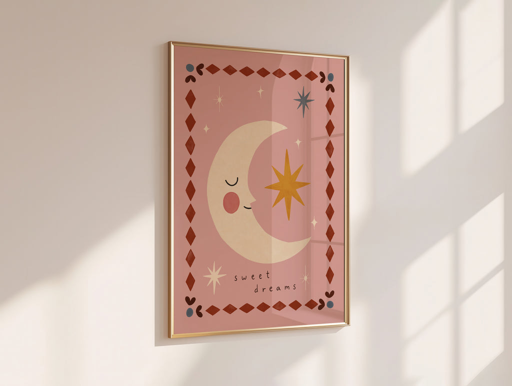 Sweet Dreams Moon Print - Pink