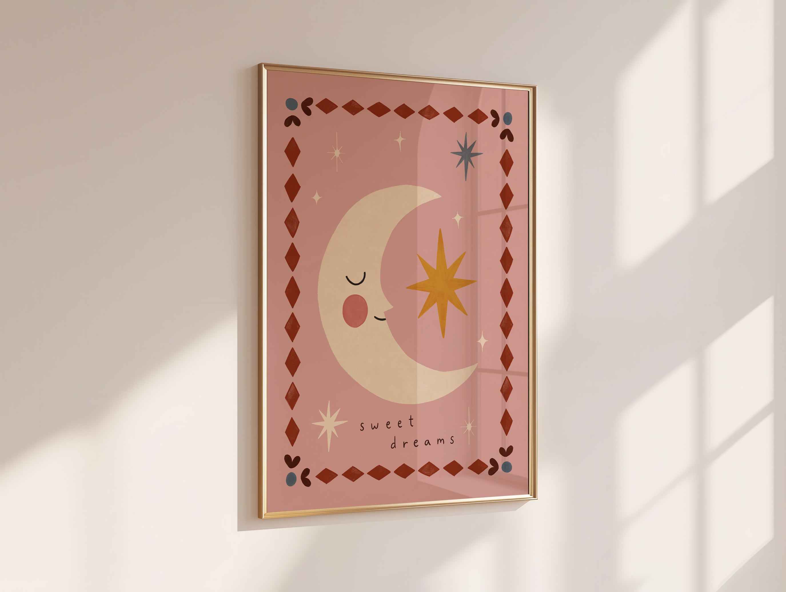 Sweet Dreams Moon Print - Pink