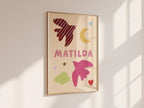 Personalised Bird Name Print - Beige & Pink