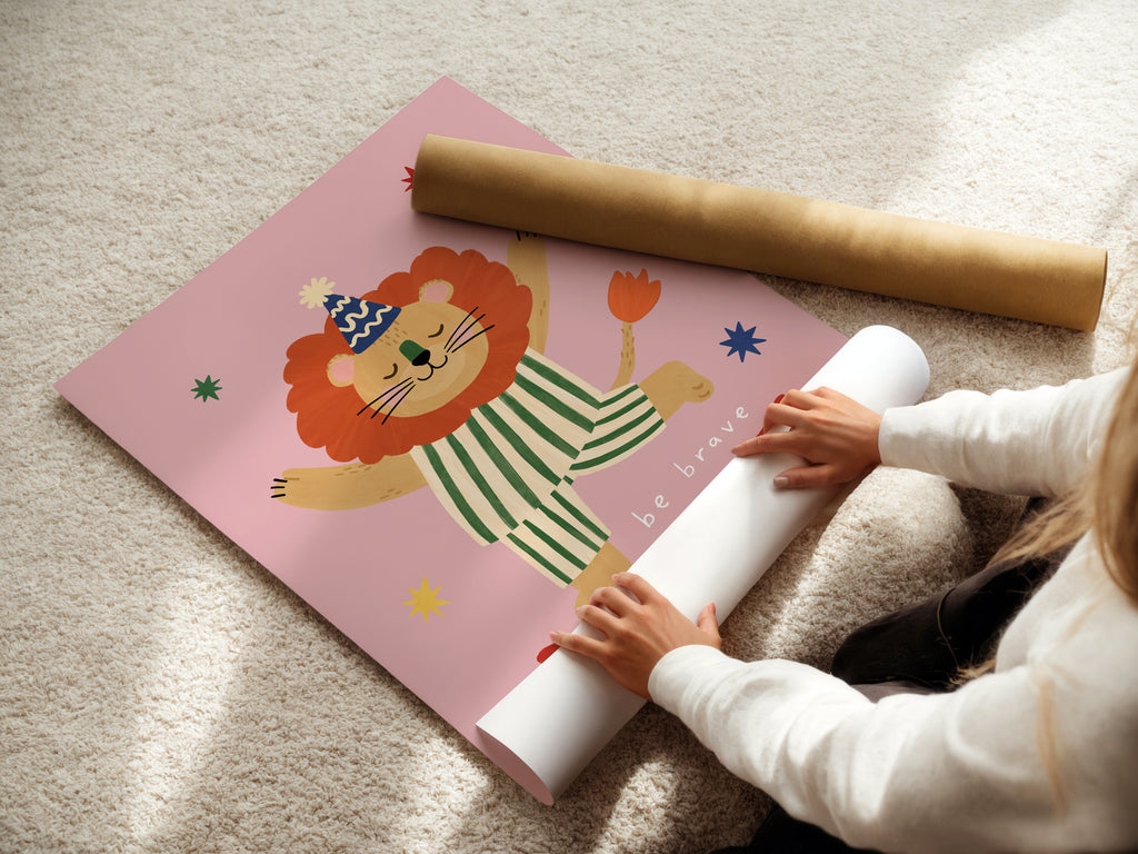 Be Brave Lion Print - Pink