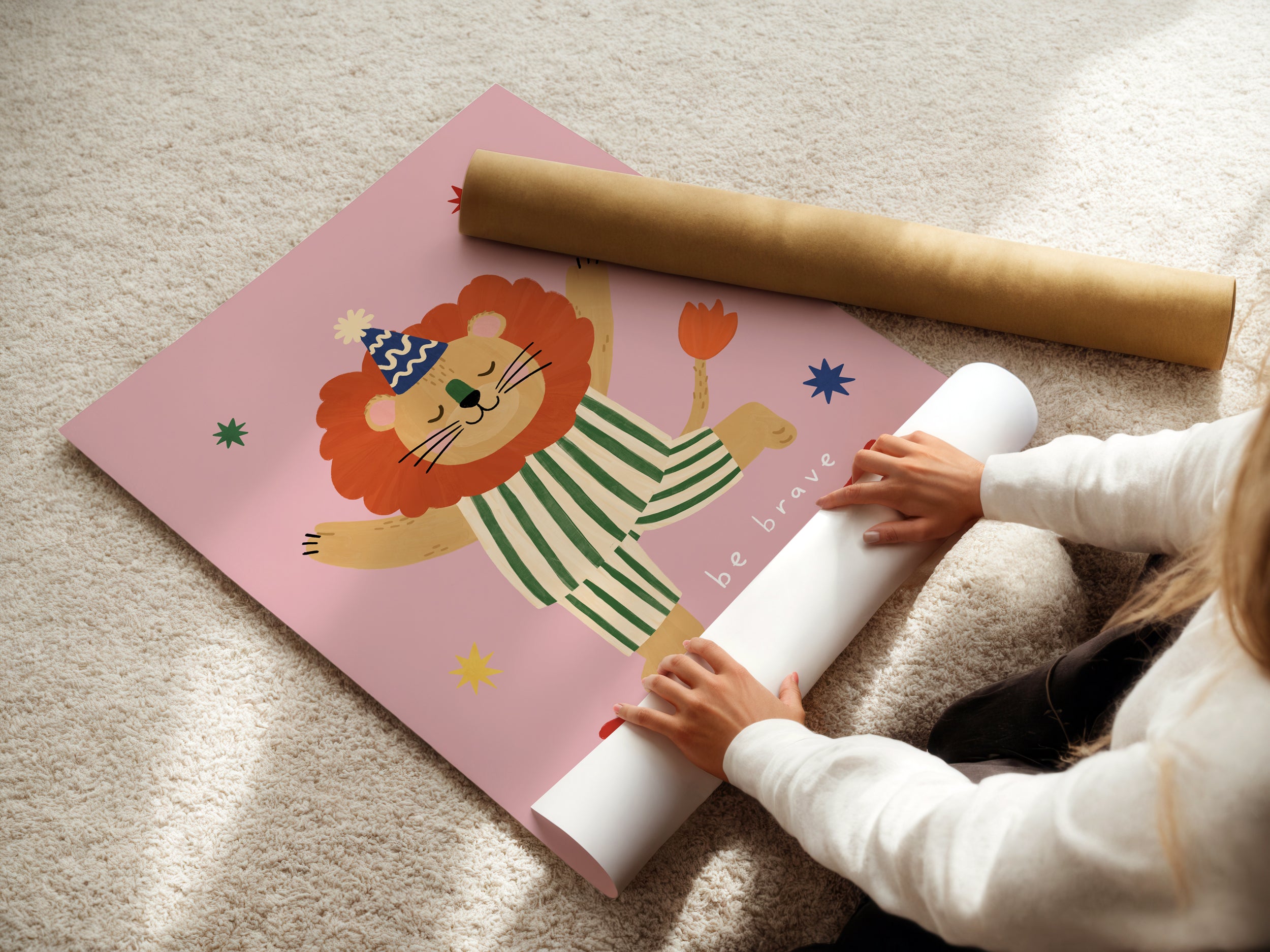 Be Brave Lion Print - Pink