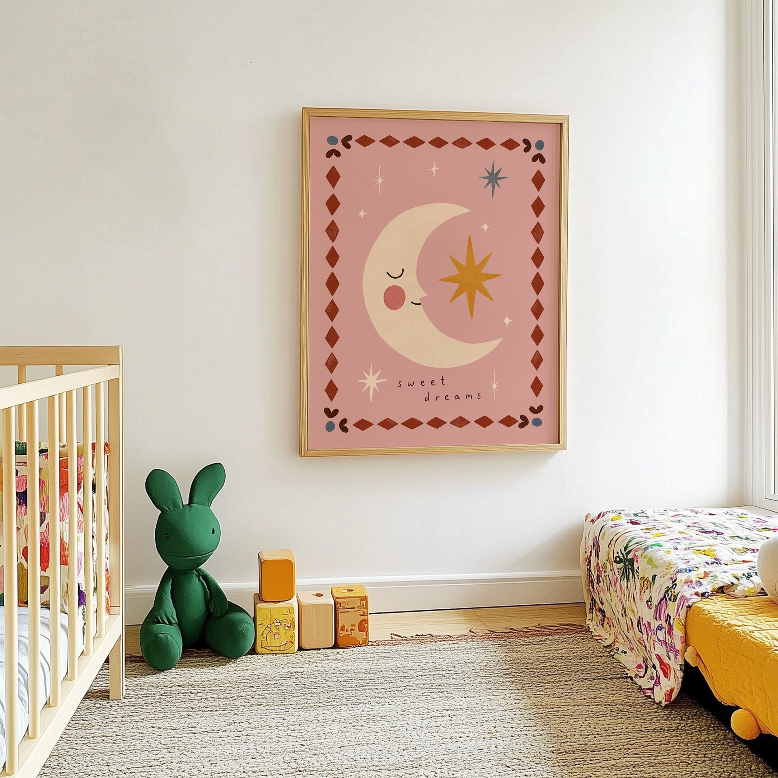 Sweet Dreams Moon Print - Pink