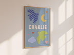 Personalised Bird Name Print - Blue