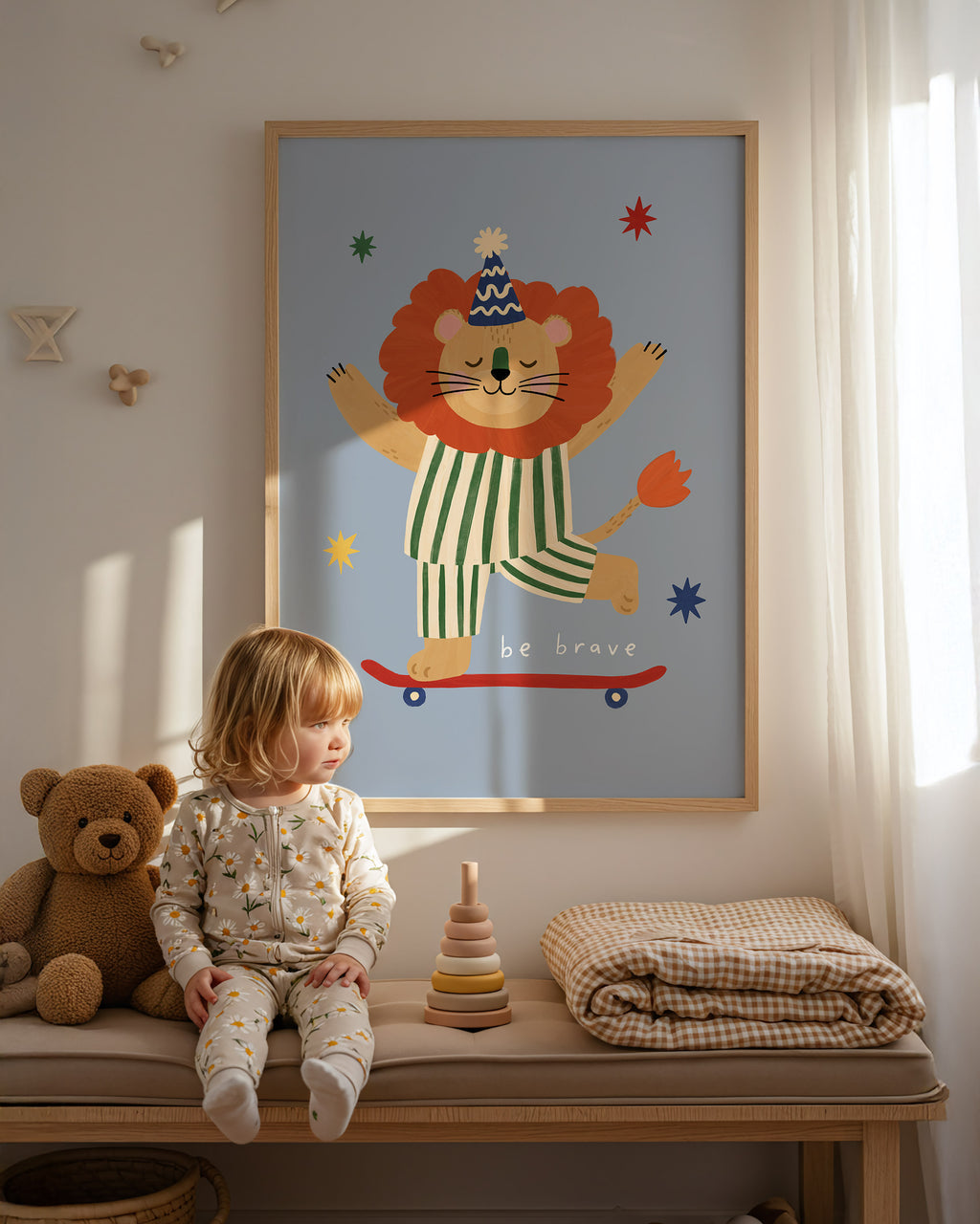 Be Brave Lion Print - Blue