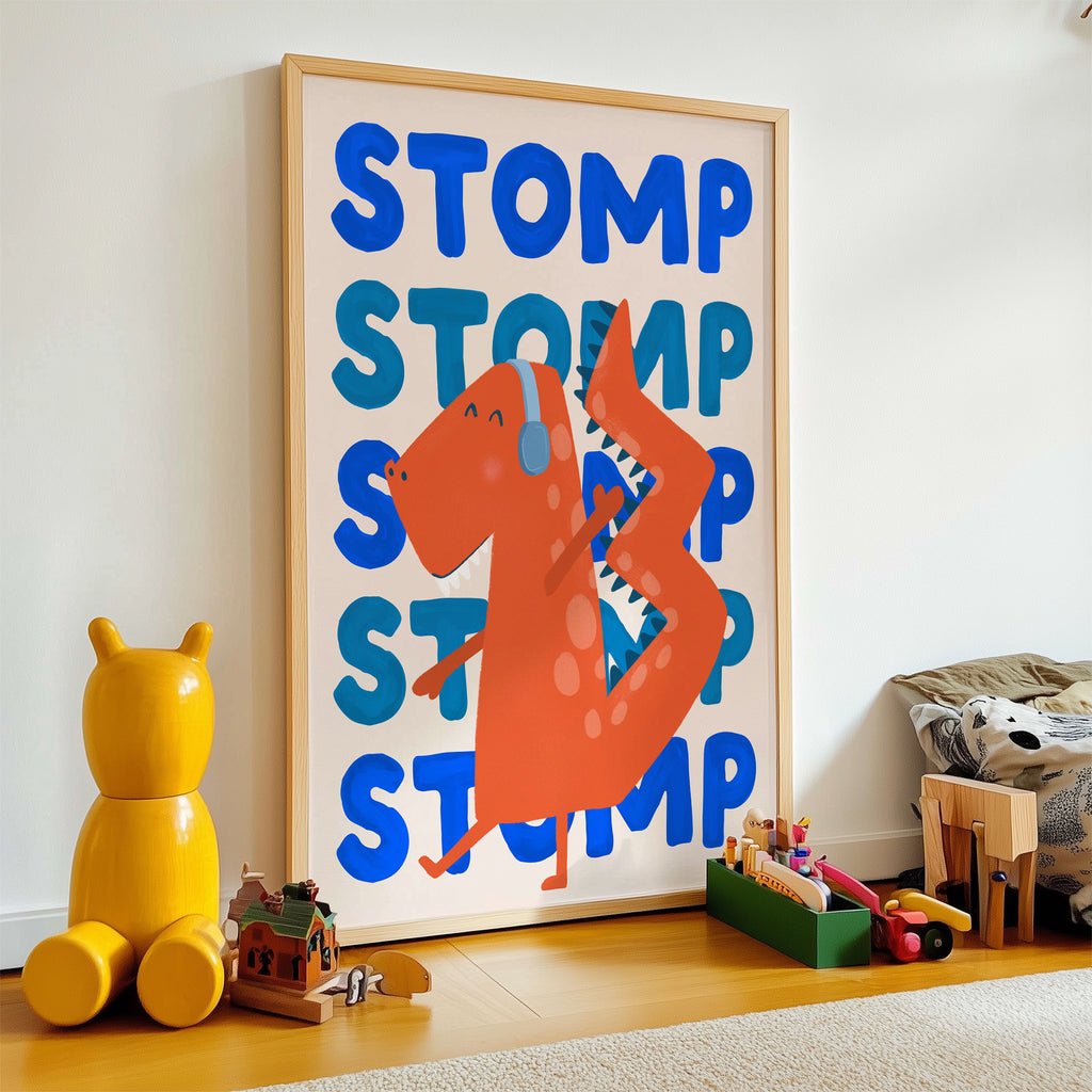 Stomping Dinosaur Print