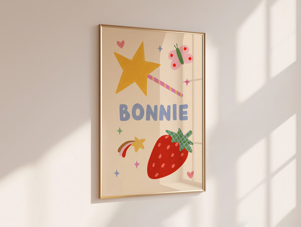 Strawberry Star Personalised Name Print