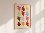 Flying Birds Print - Beige & Red