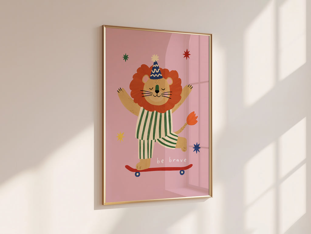 Be Brave Lion Print - Pink