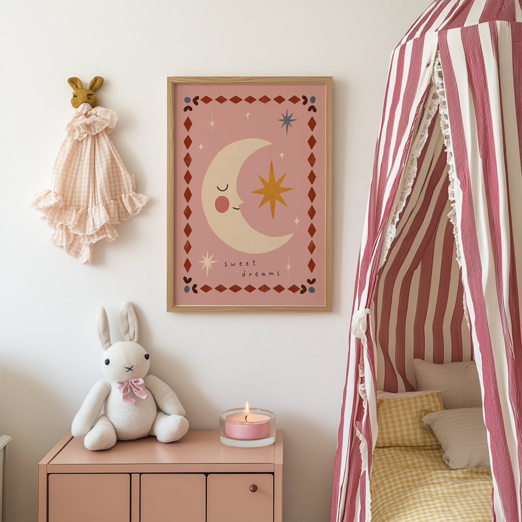 Sweet Dreams Moon Print - Pink