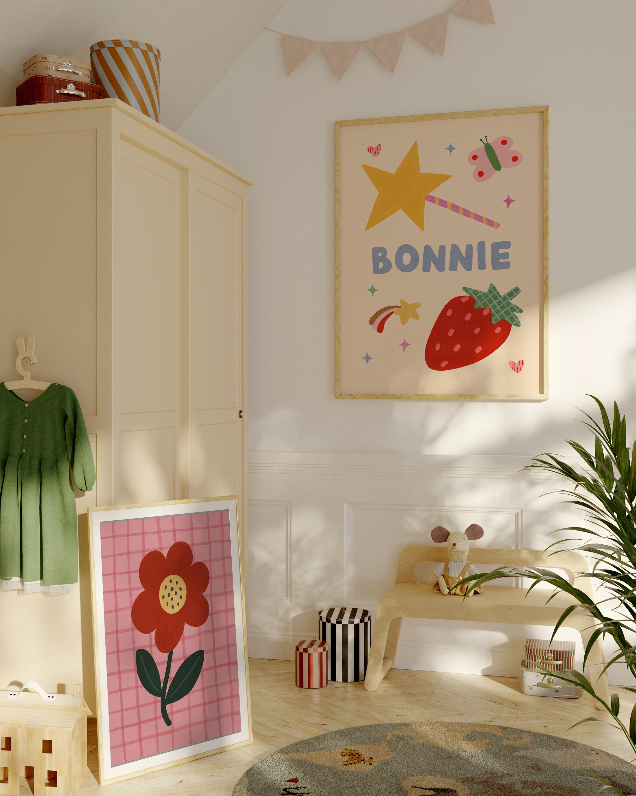 Strawberry Star Personalised Name Print