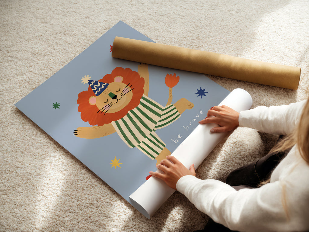 Be Brave Lion Print - Blue