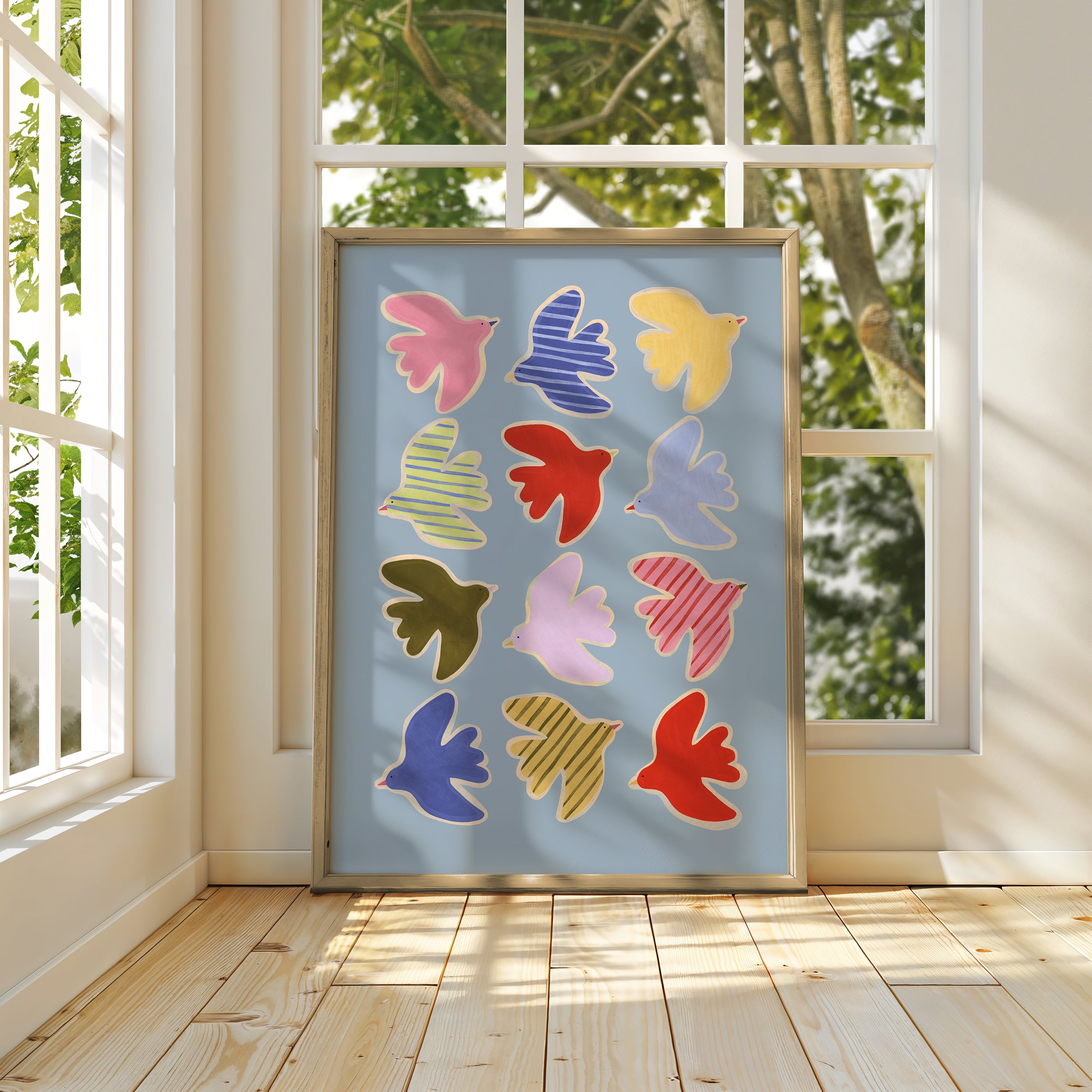 Flying Birds Print - Blue