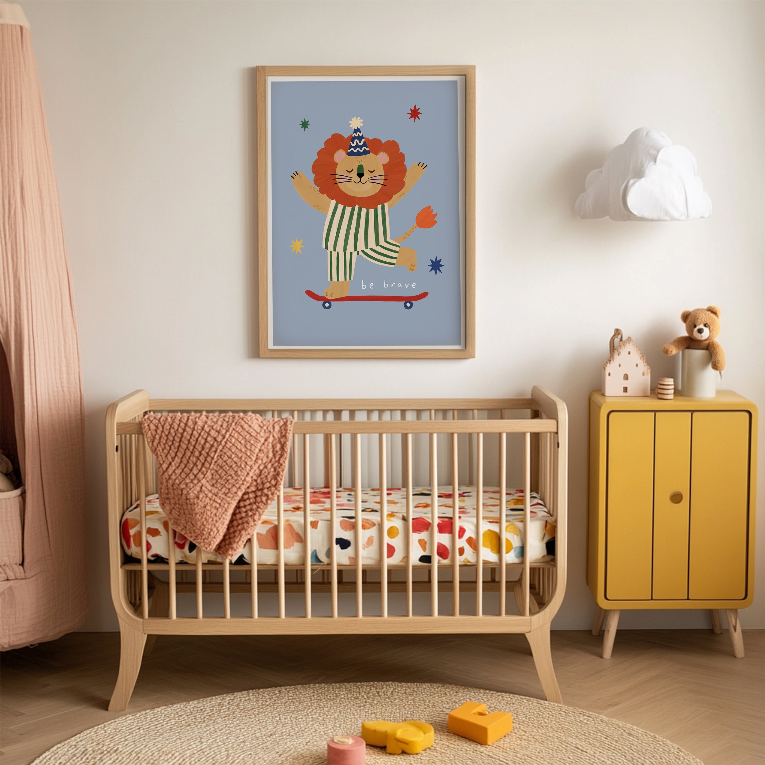 Be Brave Lion Print - Blue