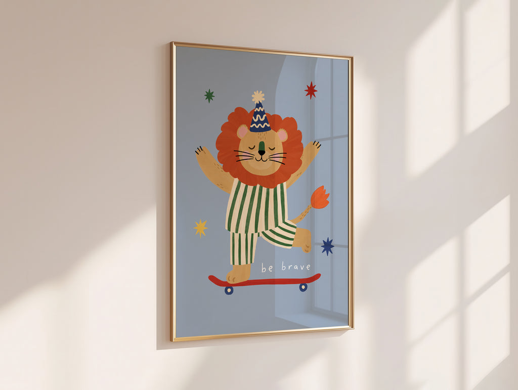 Be Brave Lion Print - Blue