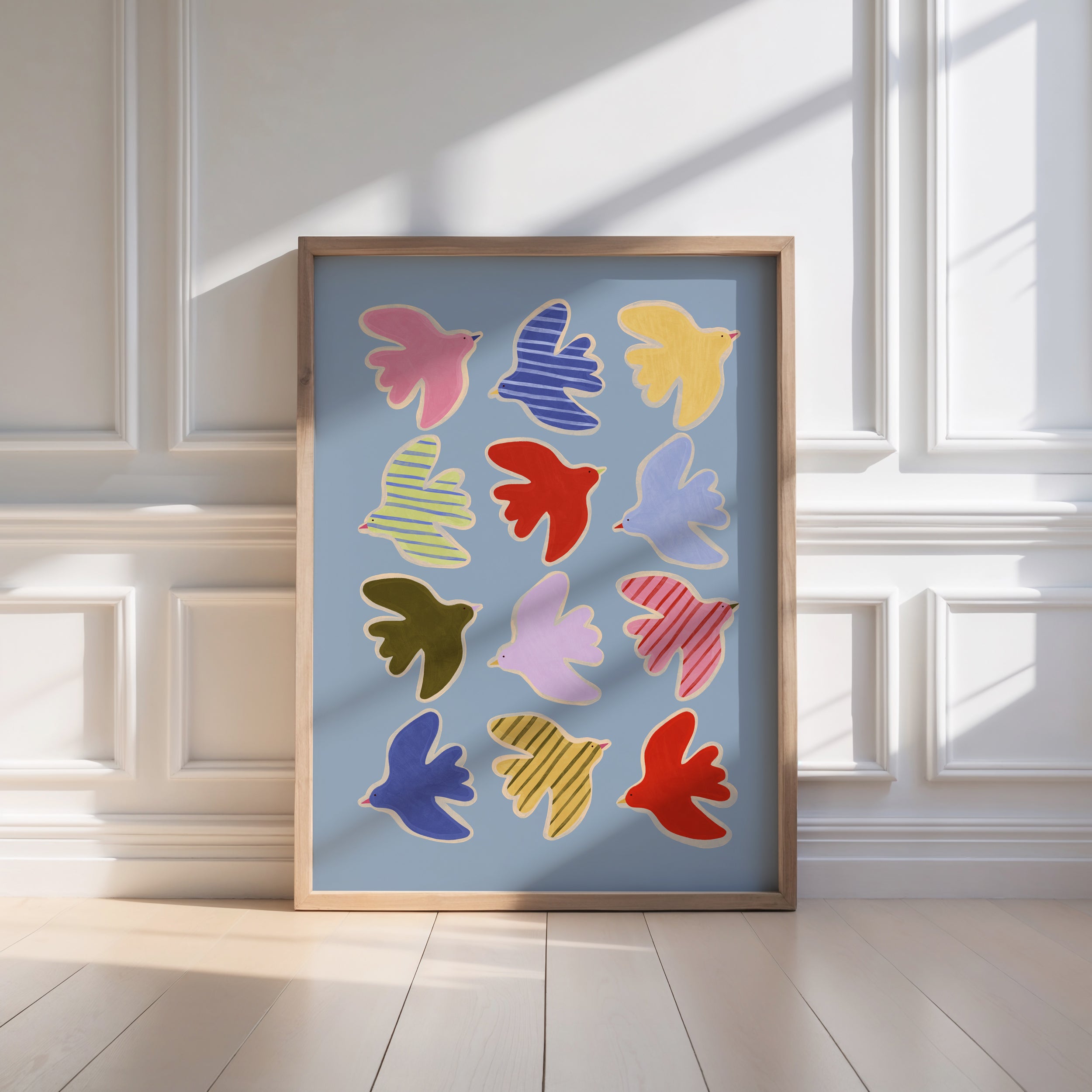 Flying Birds Print - Blue