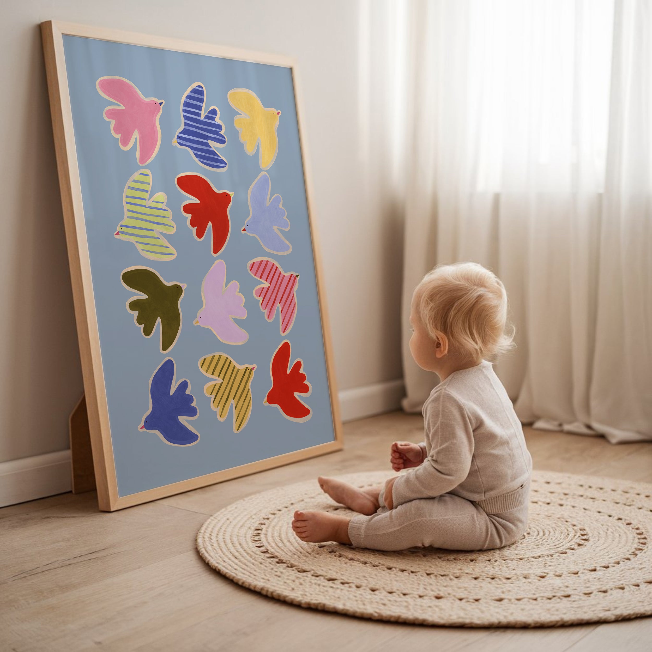 Flying Birds Print - Blue