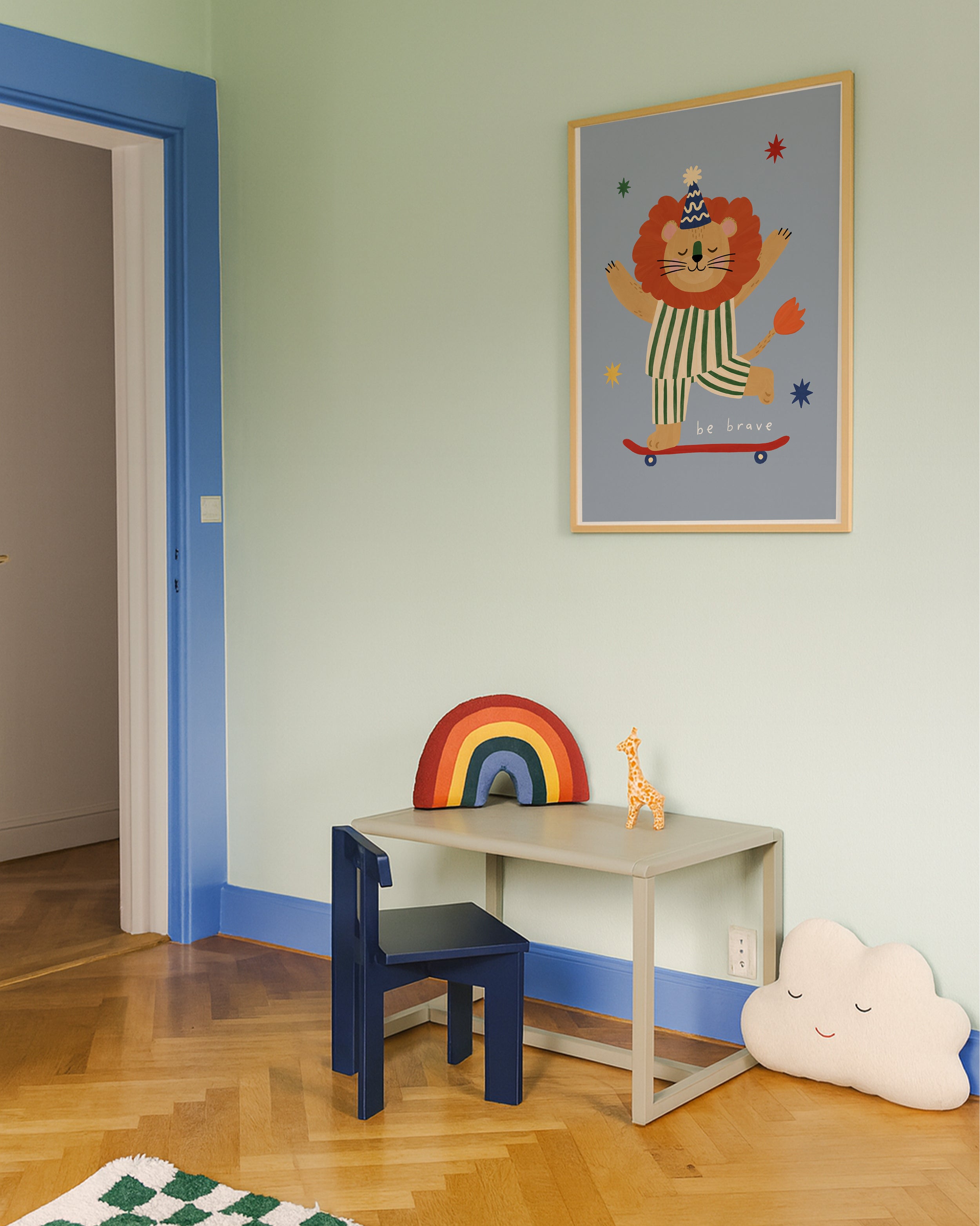 Be Brave Lion Print - Blue