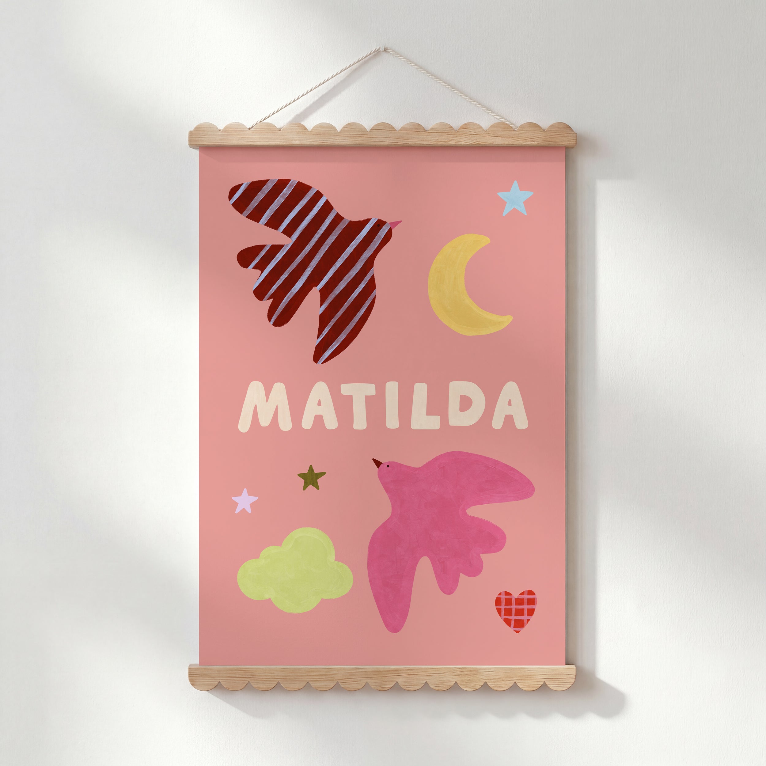 Personalised Bird Name Print - Pink
