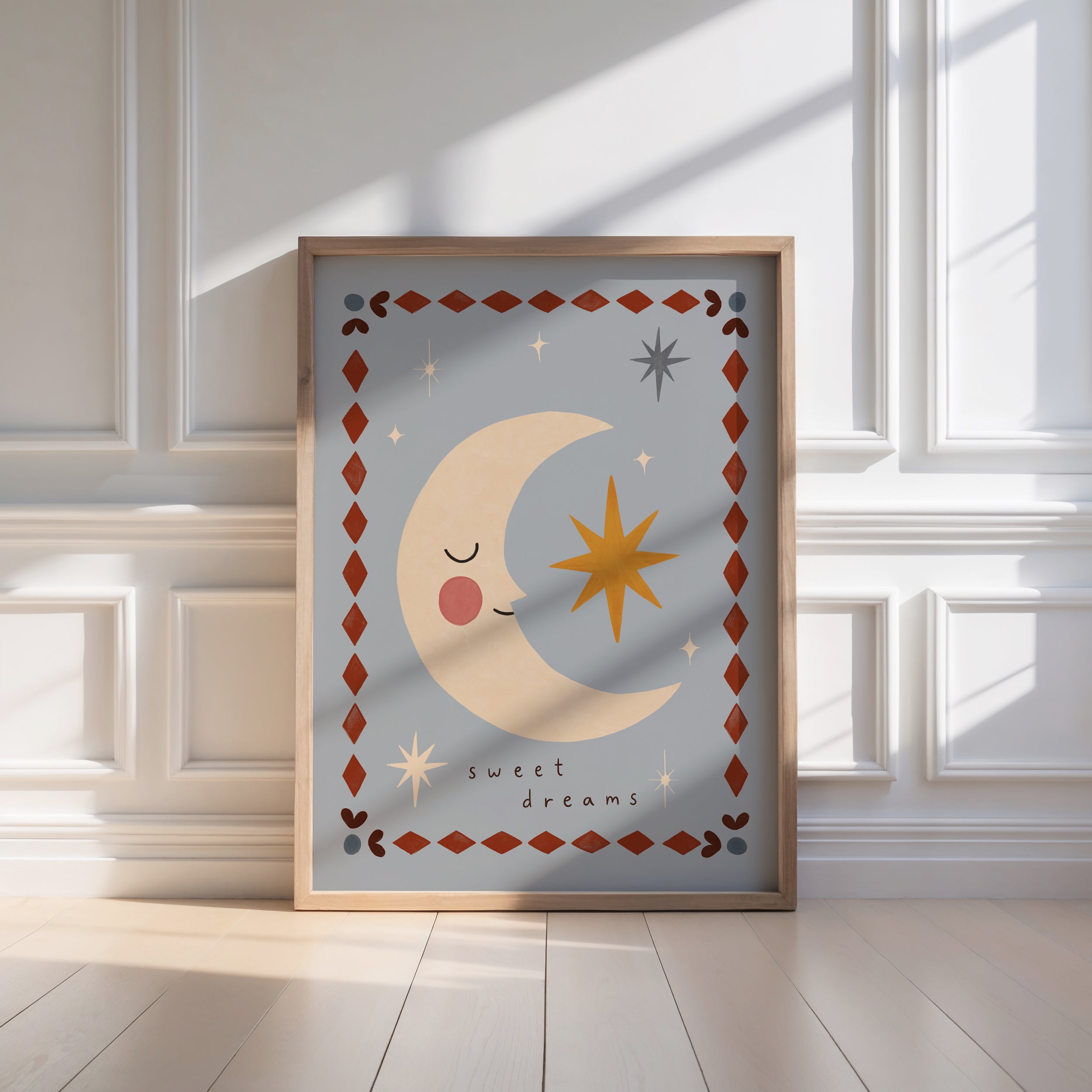 Sweet Dreams Moon Print - Blue