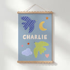 Personalised Bird Name Print - Blue