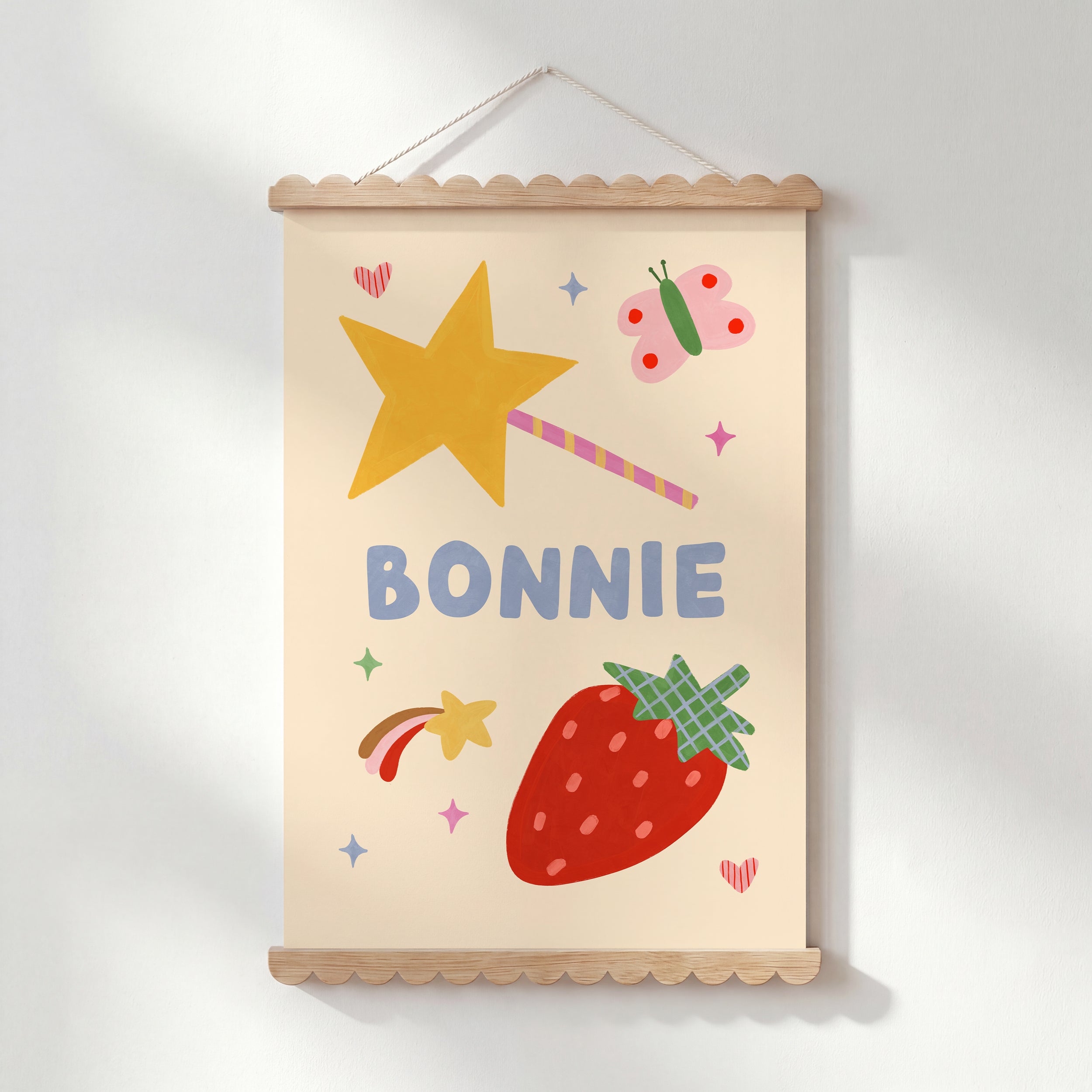 Strawberry Star Personalised Name Print