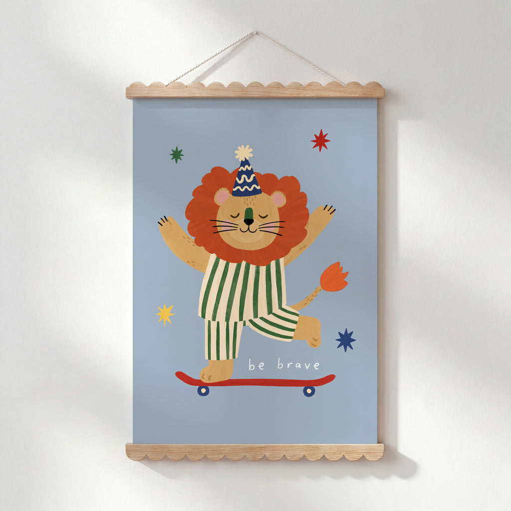 Be Brave Lion Print - Blue