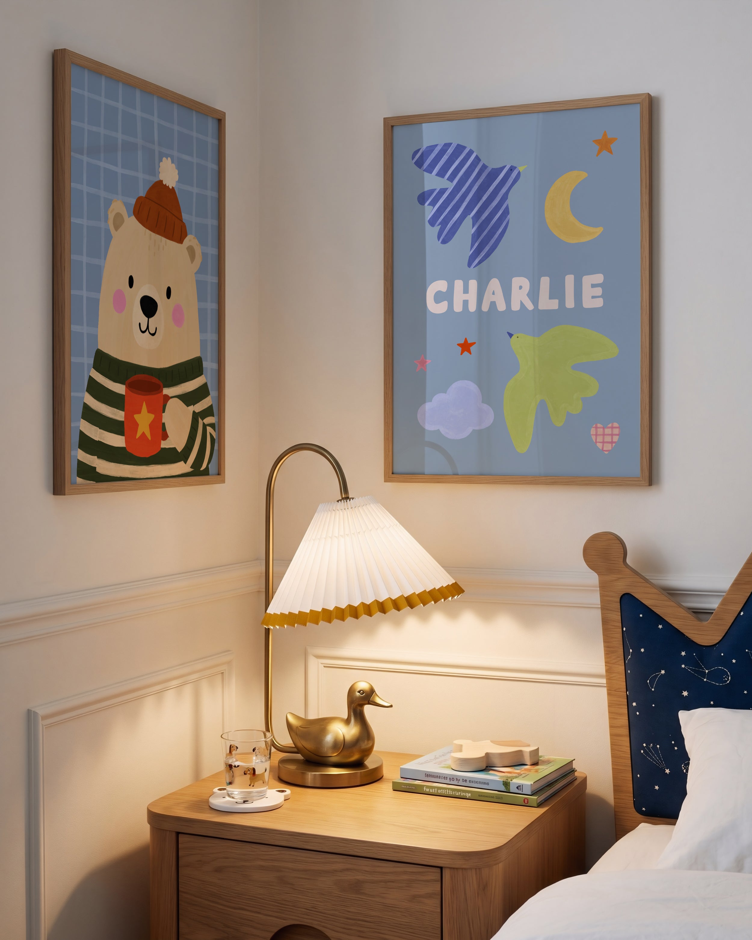Personalised Bird Name Print - Blue