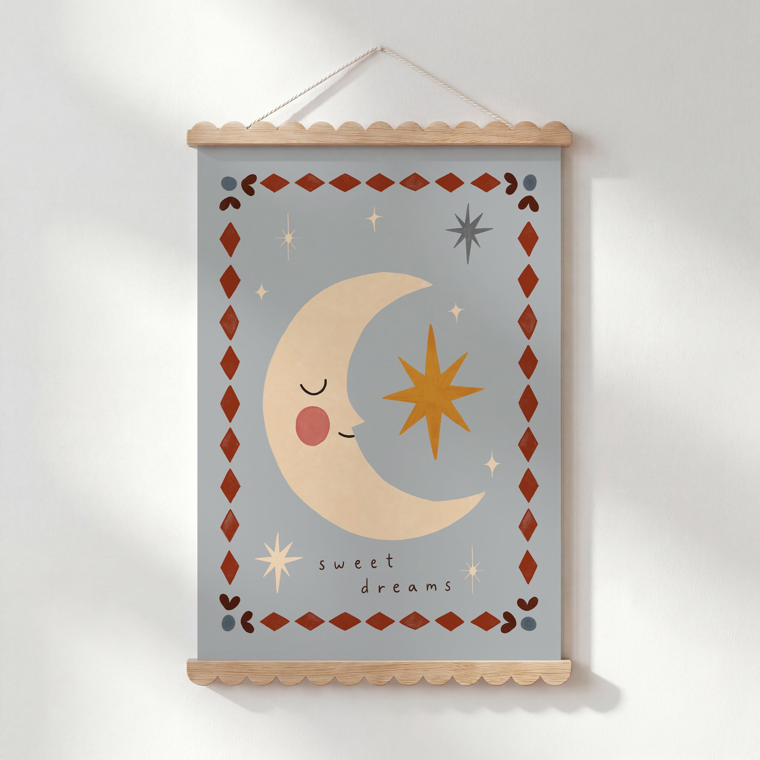Sweet Dreams Moon Print - Blue