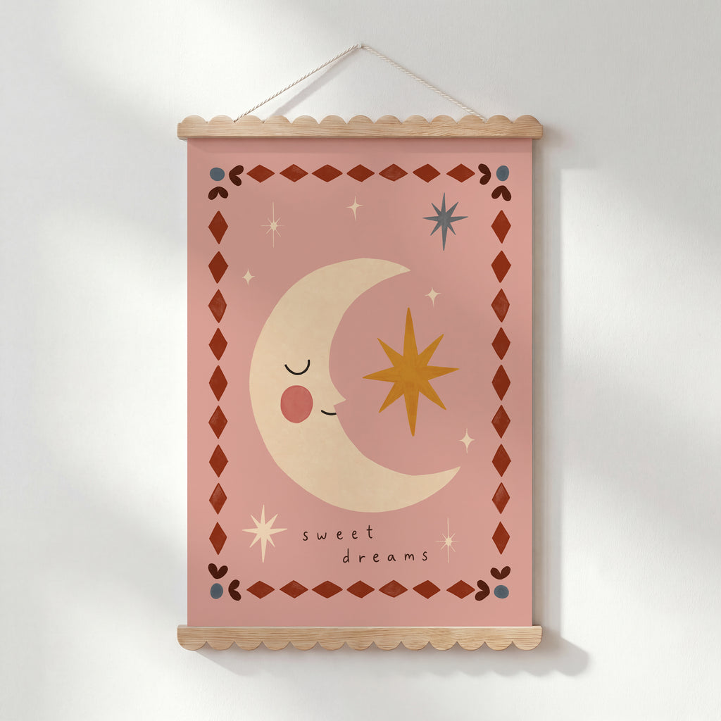 Sweet Dreams Moon Print - Pink