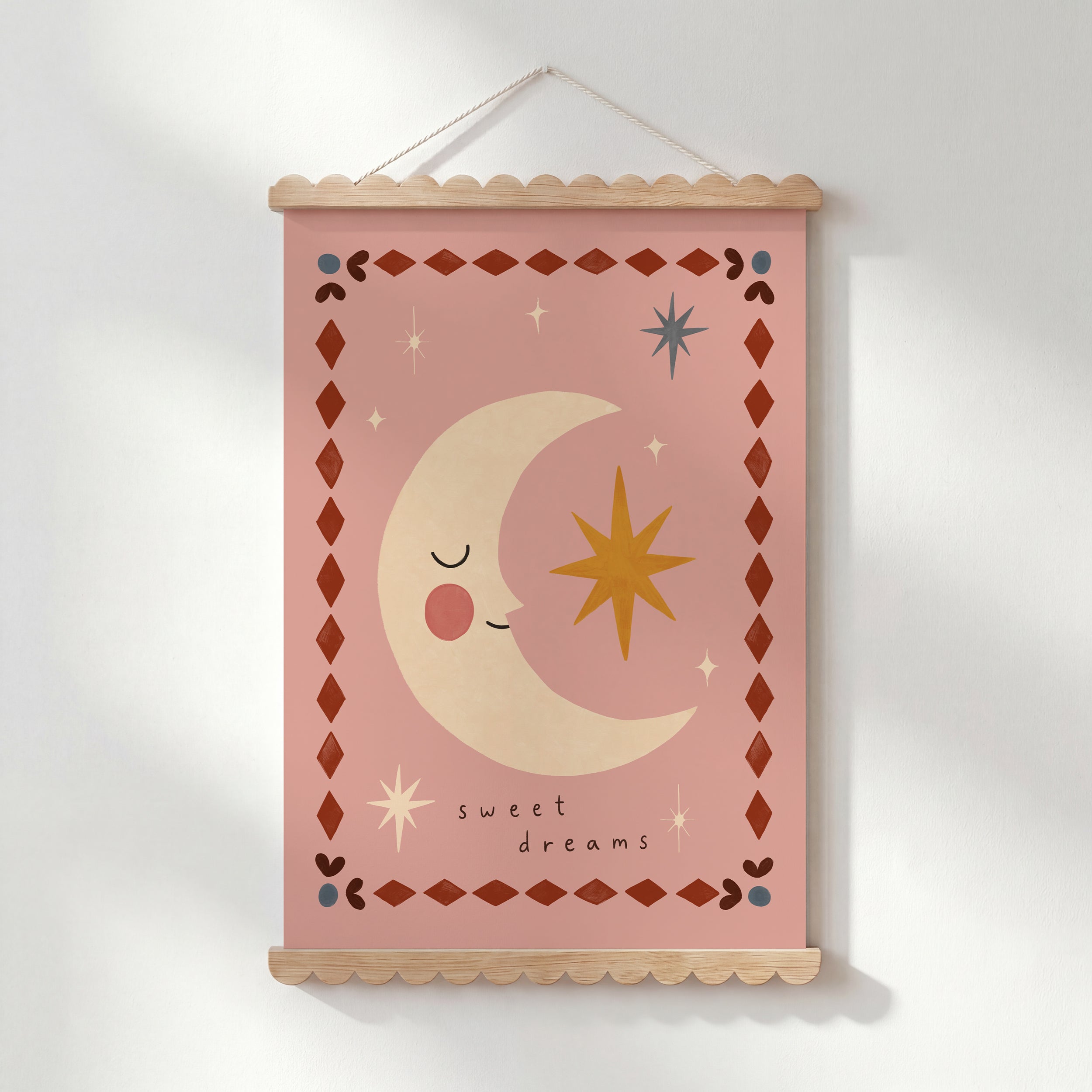 Sweet Dreams Moon Print - Pink