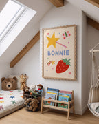 Strawberry Star Personalised Name Print