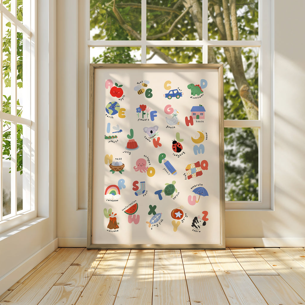 Kids Alphabet Print - Modern ABC Nursery Wall Art