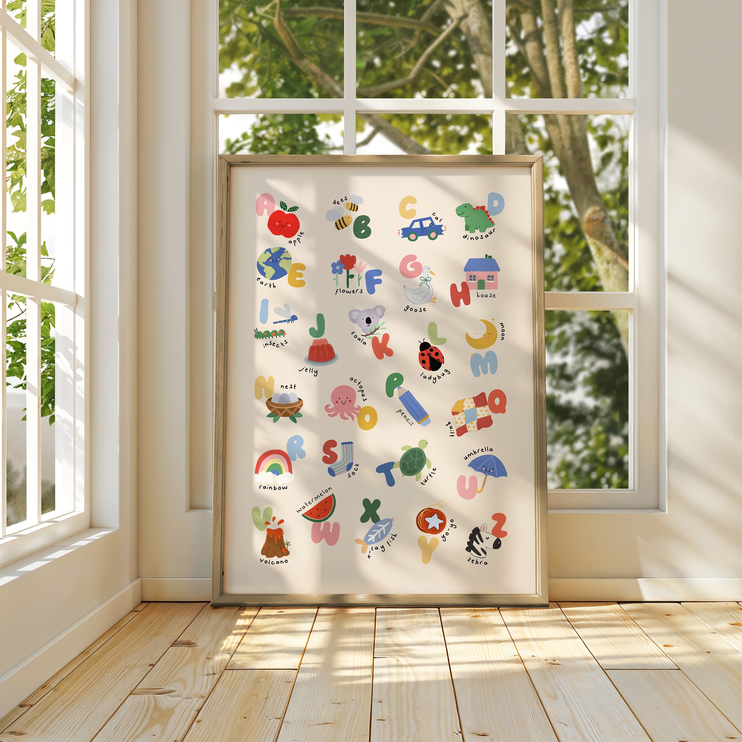 Kids Alphabet Print - Modern ABC Nursery Wall Art