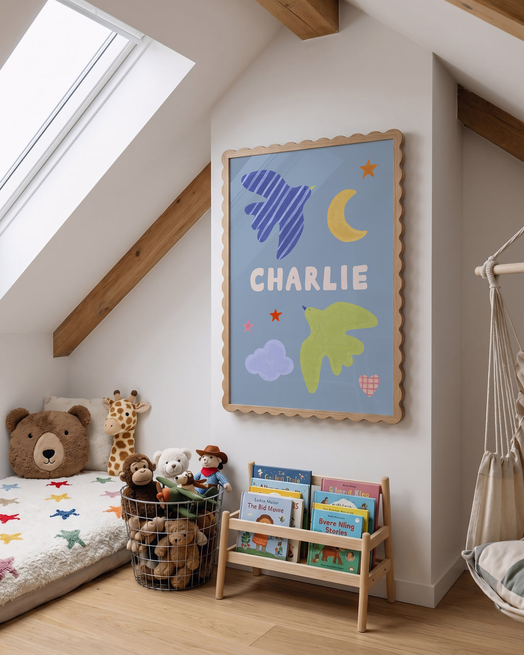 Personalised Bird Name Print - Blue