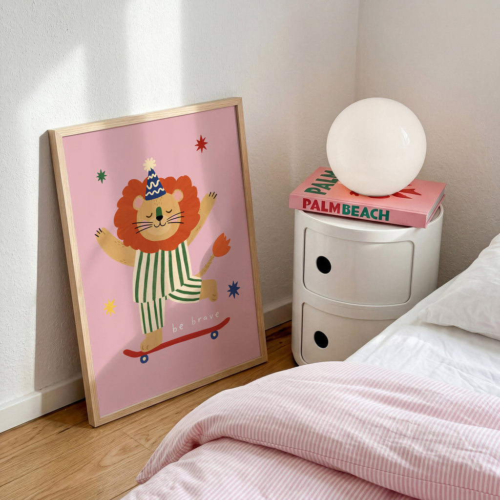 Be Brave Lion Print - Pink