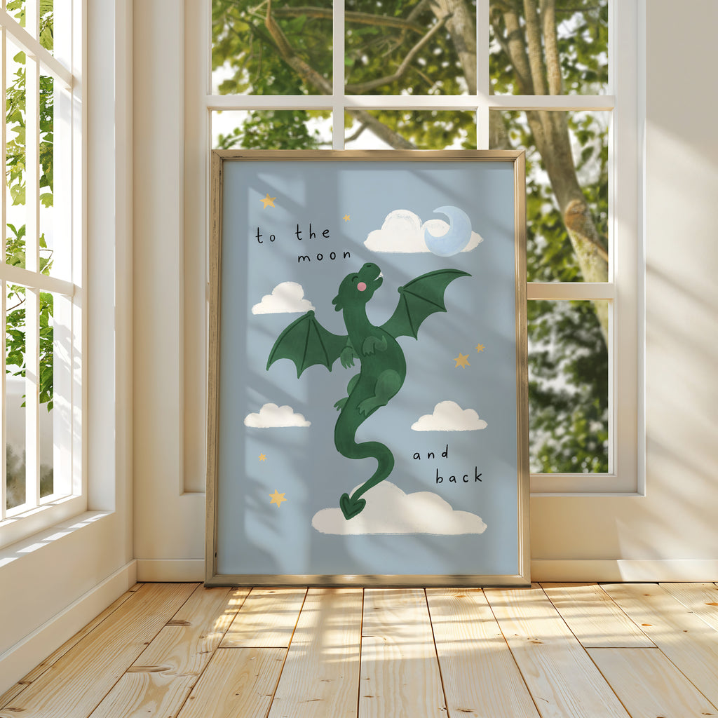 To the Moon & Back Dragon Print