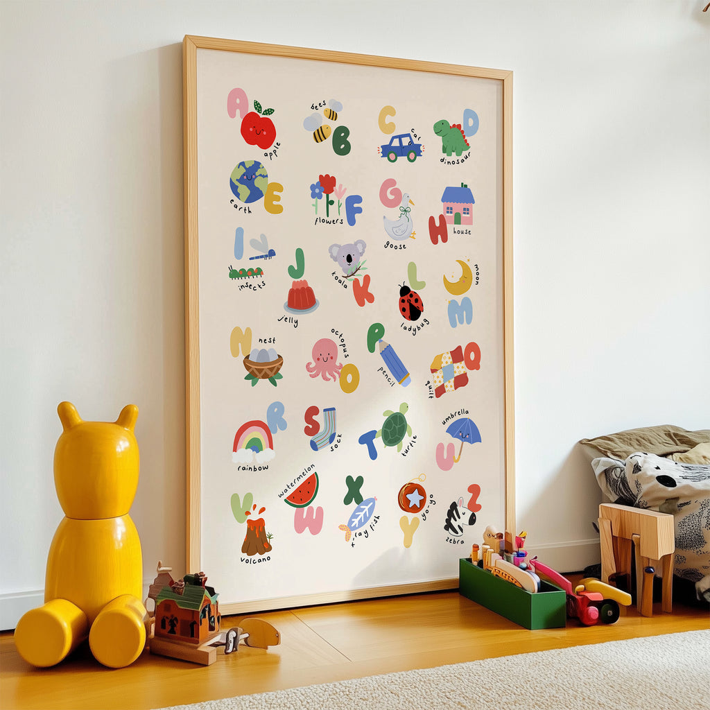 Kids Alphabet Print - Modern ABC Nursery Wall Art