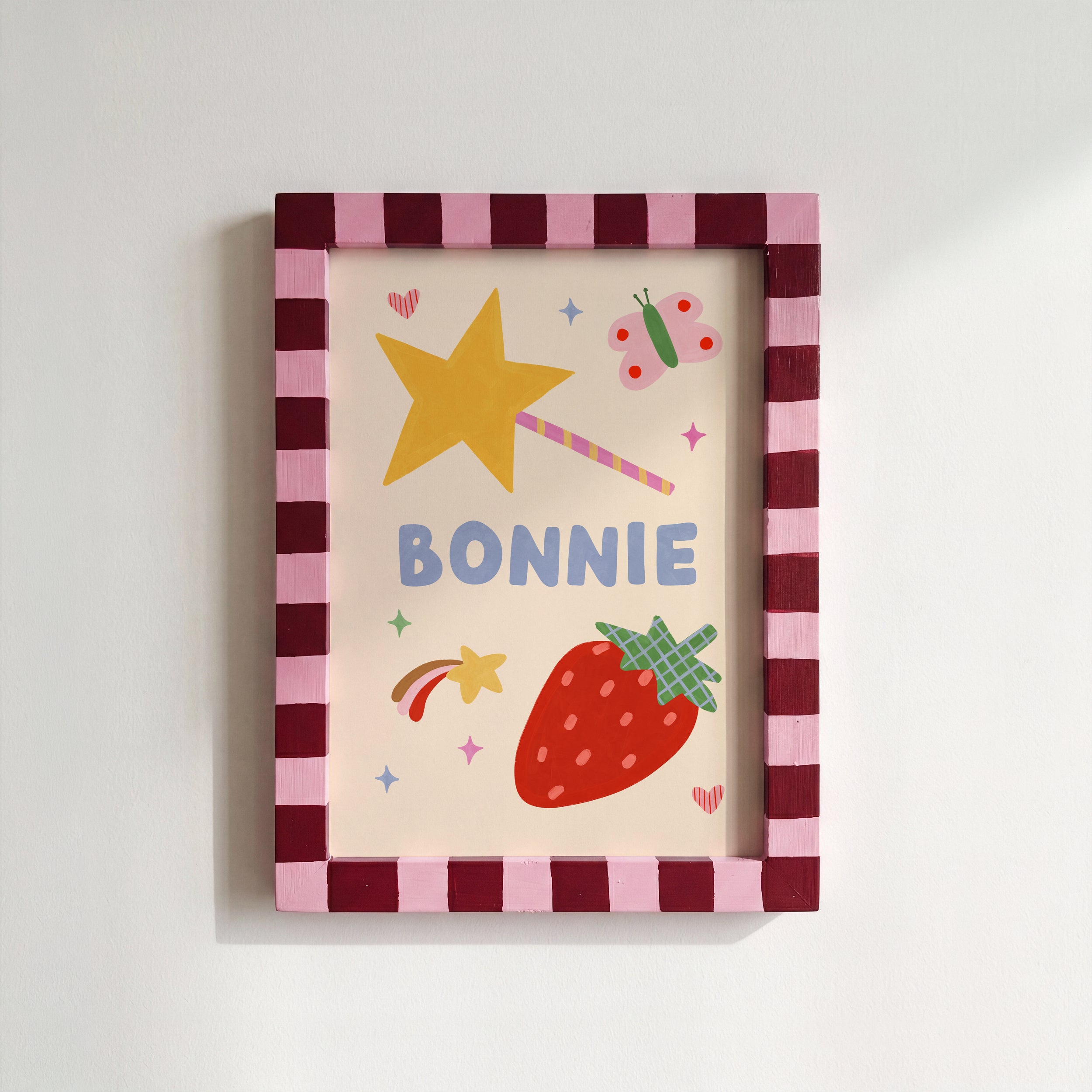 Strawberry Star Personalised Name Print